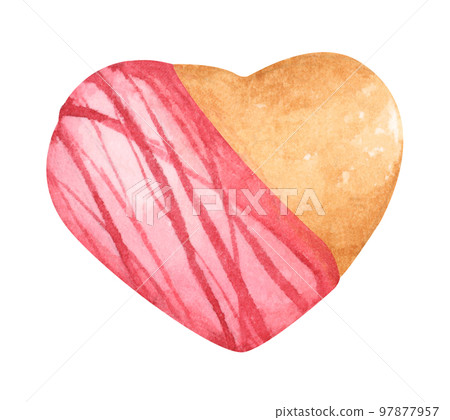 Heart shaped desserts. Watercolor illustration. Valentine's day. 97877957