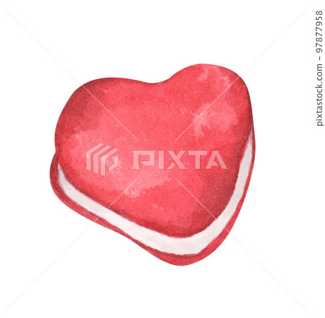 Heart shaped desserts. Watercolor illustration. Valentine's day. 97877958