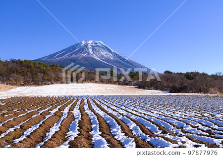 The countryside of Fujigane and the superb view of Mt.Fuji, winter scenery The countryside of Fujigane and the superb view of Mt.Fuji, winter scenery 97877976