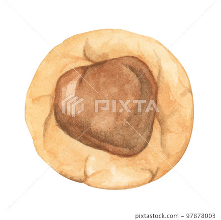 Cookie in heart shape. Watercolor illustration. Valentine's day. 97878003