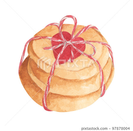 Cookie in heart shape. Watercolor illustration. Valentine's day. Cookie in heart shape. Watercolor illustration. Valentine's day. 97878004
