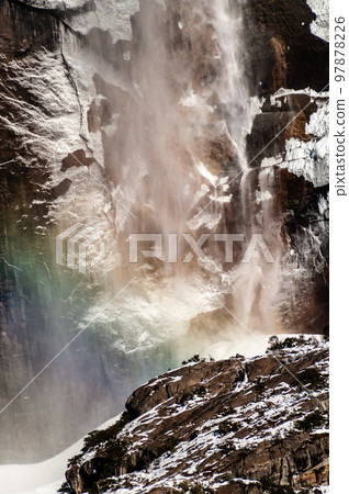 Ice covered Yosemite falls 97878226