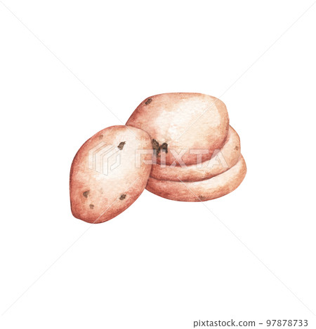 Stack of cookies, Watercolor illustration. Stack of cookies, Watercolor illustration. 97878733
