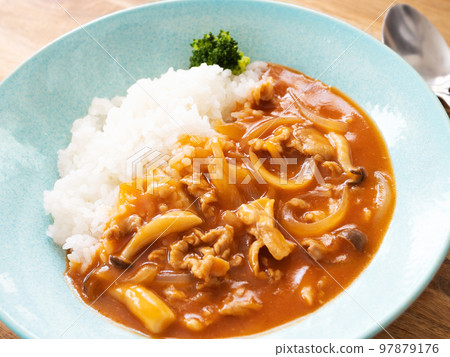 藍色盤子裡的豬肉林飯 97879176