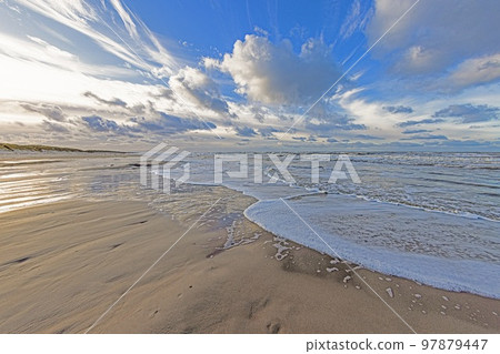 Winter image of a North Sea beach near Vejers in Denmark 97879447