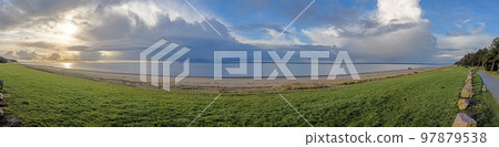 Panorama over the beach in Stillingen bay in Denmark during the day Panorama over the beach in Stillingen bay in Denmark during the day 97879538