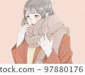 A stylish woman who protects against the cold with a muffler 97880176