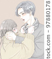 A couple wearing a turtleneck sweater (with background) 97880178