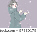 woman enjoying snow 97880179