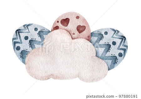 Happy Easter. Watercolor illustration. 97880191