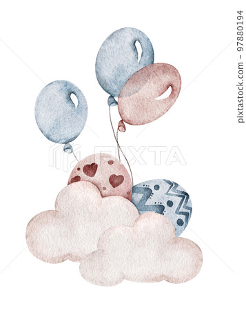 Happy Easter. Watercolor illustration. Happy Easter. Watercolor illustration. 97880194