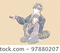 There is a couple's home time background 97880207
