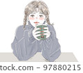 woman drinking hot tea 97880215