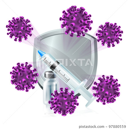 Protect Vaccine Silver Shield Vaccination Concept Protect Vaccine Silver Shield Vaccination Concept 97880559