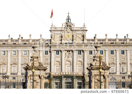 Madrid Royal Palace in Baroque Style Isolated on White Background Madrid Royal Palace in Baroque Style Isolated on White Background 97880671
