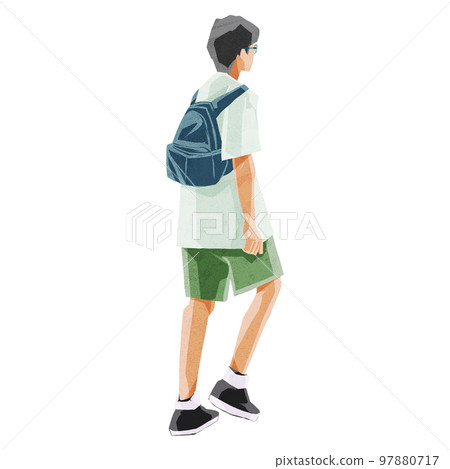 Back view of a person walking, hand-painted watercolor style illustration Back view of a person walking, hand-painted watercolor style illustration 97880717