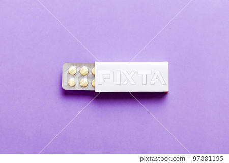 Blank White Product Package Box Mock-up. Open blank medicine drug box with blister top view Blank White Product Package Box Mock-up. Open blank medicine drug box with blister top view 97881195