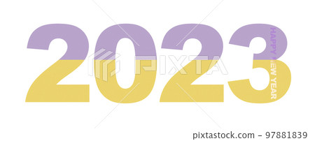 New Year's card 2023. on the Ukrainian flag New Year's card 2023. on the Ukrainian flag 97881839