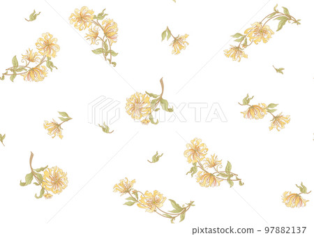 Decorative flowers and leaves in art nouveau style seamless pattern 97882137