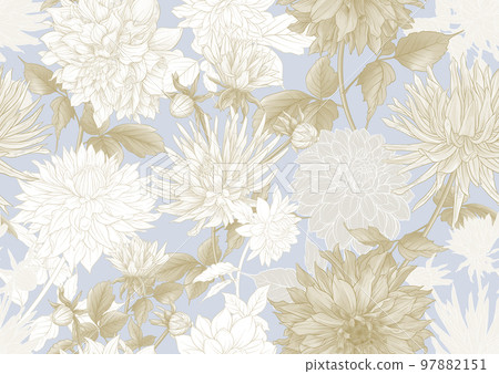 Dahlias flowers, outline Vector illustration. Dahlias flowers, outline Vector illustration. 97882151