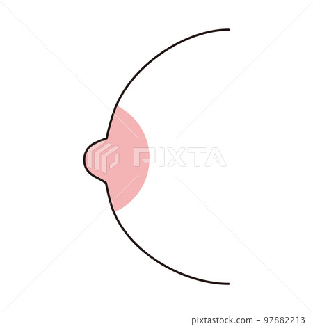 One breast line drawing seen from the side One breast line drawing seen from the side 97882213