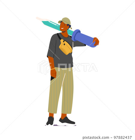 Creative Person, Designer or Artist Male Character Wear Trendy Clothes Holding Huge Pipette Tool for Taking Tints Creative Person, Designer or Artist Male Character Wear Trendy Clothes Holding Huge Pipette Tool for Taking Tints 97882437
