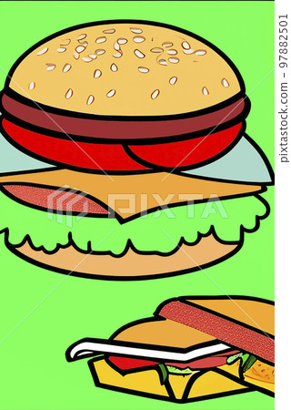 Illustration of funny burger 97882501