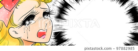 70年代日本少女卡通哭泣的金髮美人震驚不安臉特寫插畫 70年代日本少女卡通哭泣的金髮美人震驚不安臉特寫插畫 97882985