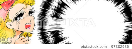 70年代日本少女卡通哭泣的金髮美人震驚不安臉特寫插畫 70年代日本少女卡通哭泣的金髮美人震驚不安臉特寫插畫 97882986