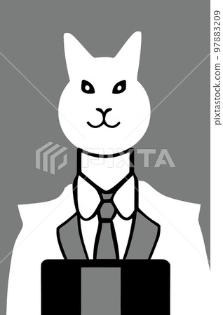 Illustration of cat with loptop 97883209