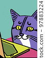 Illustration of cat with loptop 97883224