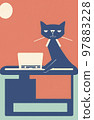 Illustration of cat with loptop 97883228