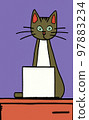 Illustration of cat with loptop 97883234
