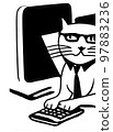 Illustration of cat with loptop 97883236