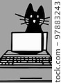 Illustration of cat with loptop 97883243