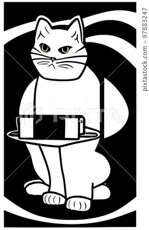 Illustration of cat with loptop Illustration of cat with loptop 97883247