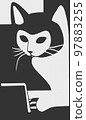 Illustration of cat with loptop 97883255