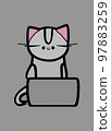 Illustration of cat with loptop 97883259