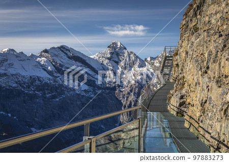 Top of the Schilthorn and view of Bernese Swiss alps, Switzerland 97883273