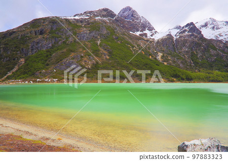 Laguna Esmeralda, Emerald lake near Ushuaia, Tierra Del fuego, Argentina 97883323