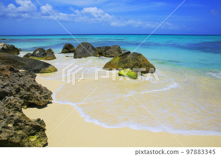 Secluded turquoise beach in Aruba, Caribbean Blue sea, Duth Antilles Secluded turquoise beach in Aruba, Caribbean Blue sea, Duth Antilles 97883345