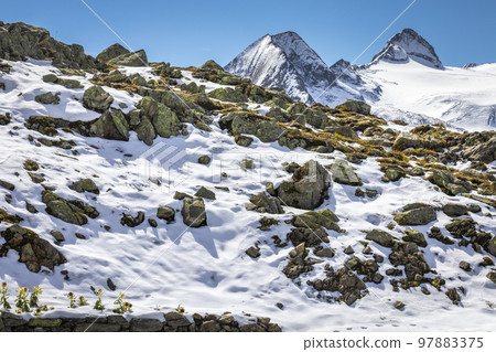 Dramatic Bernese swiss alps as seen from Nufenen Pass, Switzerland 97883375