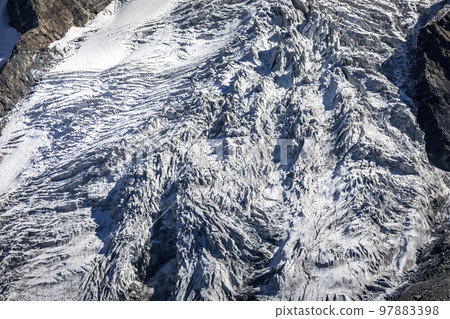 Close-up of Morteratsch glacier in the Bernina Masif, Swiss Alps, Switzerland 97883398