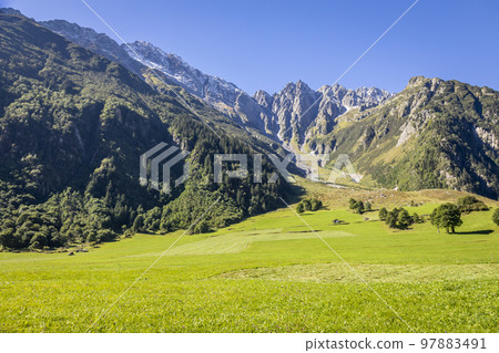 Dramatic landscape of swiss alps in upper Engadine, Graubunden, Switzerland Dramatic landscape of swiss alps in upper Engadine, Graubunden, Switzerland 97883491
