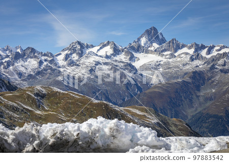 Dramatic Bernese swiss alps as seen from Nufenen Pass, Switzerland Dramatic Bernese swiss alps as seen from Nufenen Pass, Switzerland 97883542