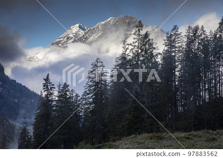 Dramatic landscape of swiss alps in upper Engadine, Graubunden, Switzerland 97883562