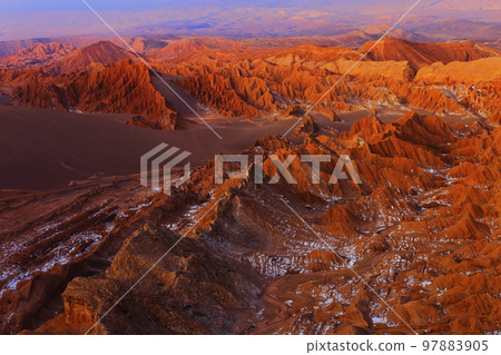 Valley of the Moon at Sunset, Atacama Desert dramatic landscape, Chile Valley of the Moon at Sunset, Atacama Desert dramatic landscape, Chile 97883905