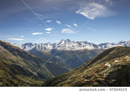 Grimsel and Furka mountain pass, dramatic road with swiss alps, Switzerland 97884029