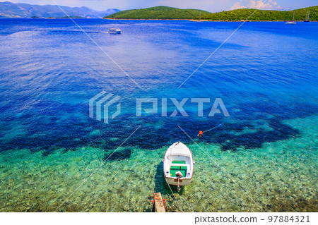 Elaphiti islands, turquoise adriatic beach near Korcula, Dalmatia, Croatia 97884321
