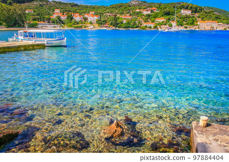 Elaphiti islands, turquoise adriatic beach in Dalmatia, Croatia 97884404